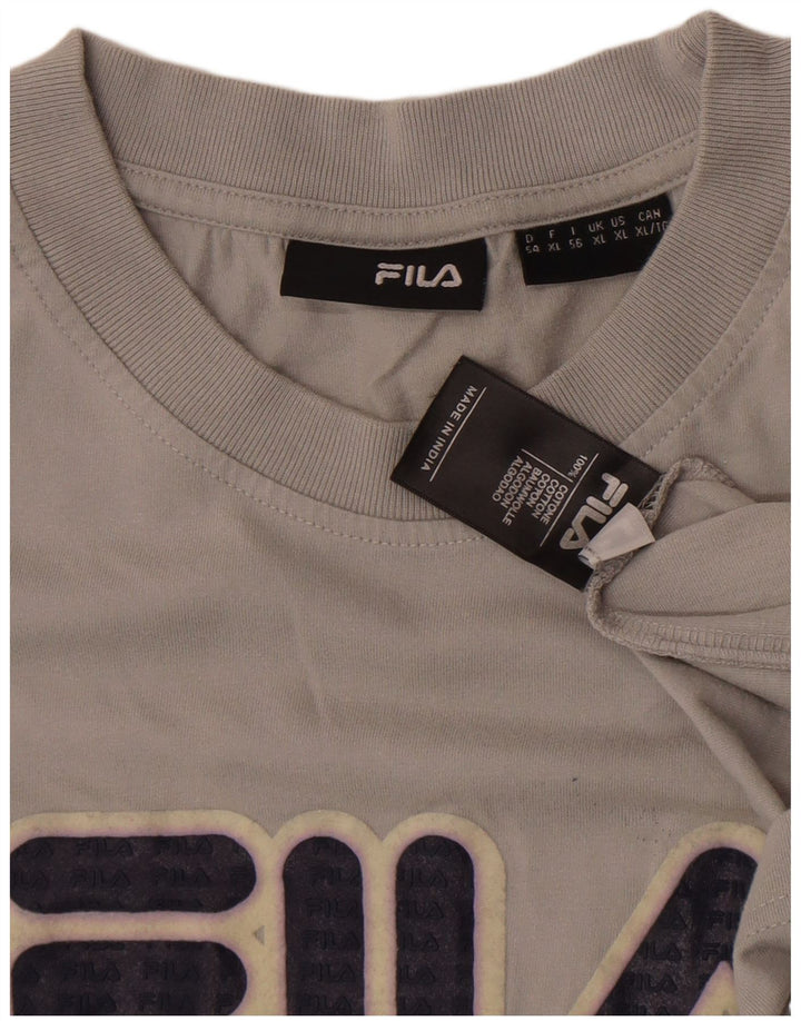 FILA Camiseta gráfica para hombre Top XL Gris Algodón