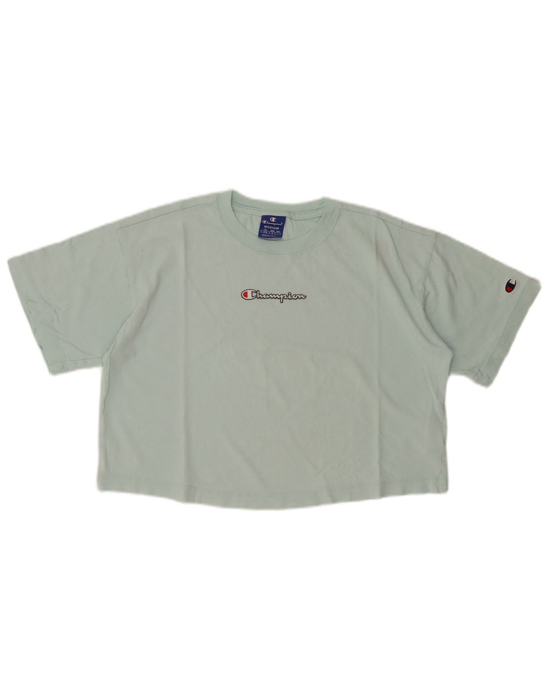 CHAMPION Camiseta corta con gráfico para mujer UK 40 Algodón turquesa mediano