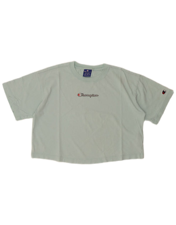 CHAMPION Camiseta corta con gráfico para mujer UK 40 Algodón turquesa mediano