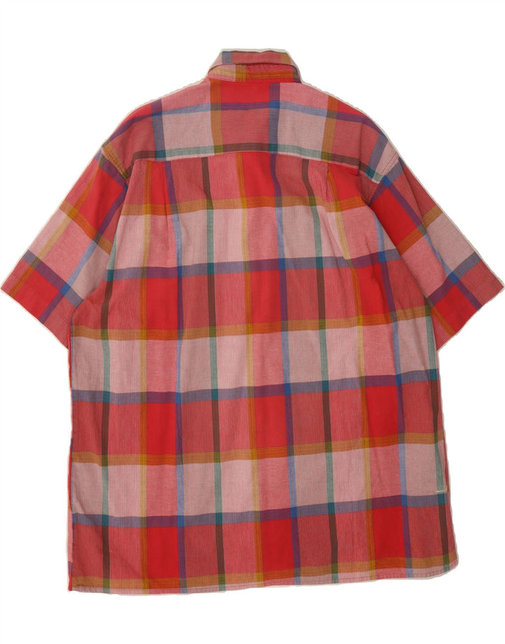 GIRAMONDO Mens Short Sleeve Shirt Large Red Check Cotton Vintage Giramondo and Second-Hand Giramondo from Messina Hembry 