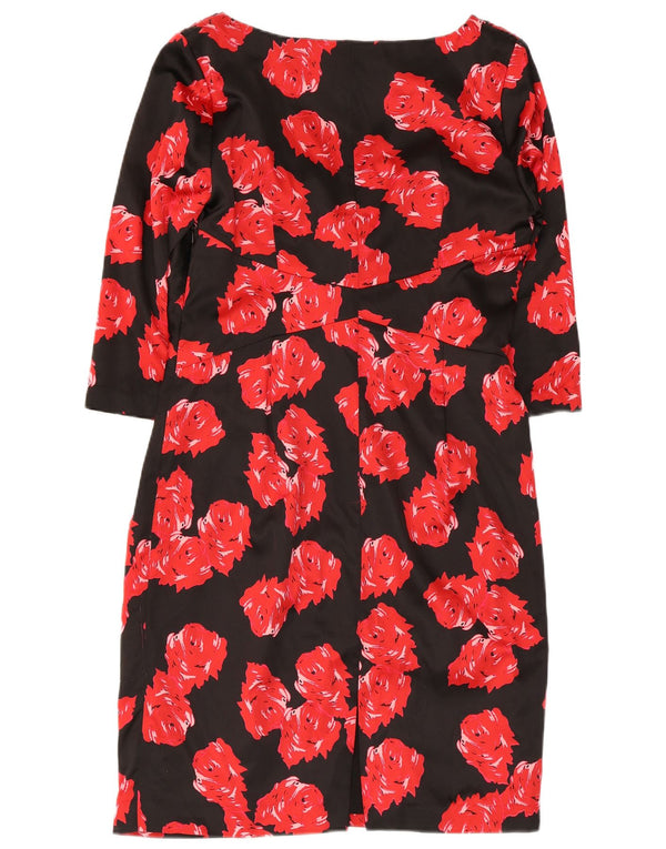 Coast Vestido tubo de manga 3/4 para mujer UK 46 Grande Seda floral negra