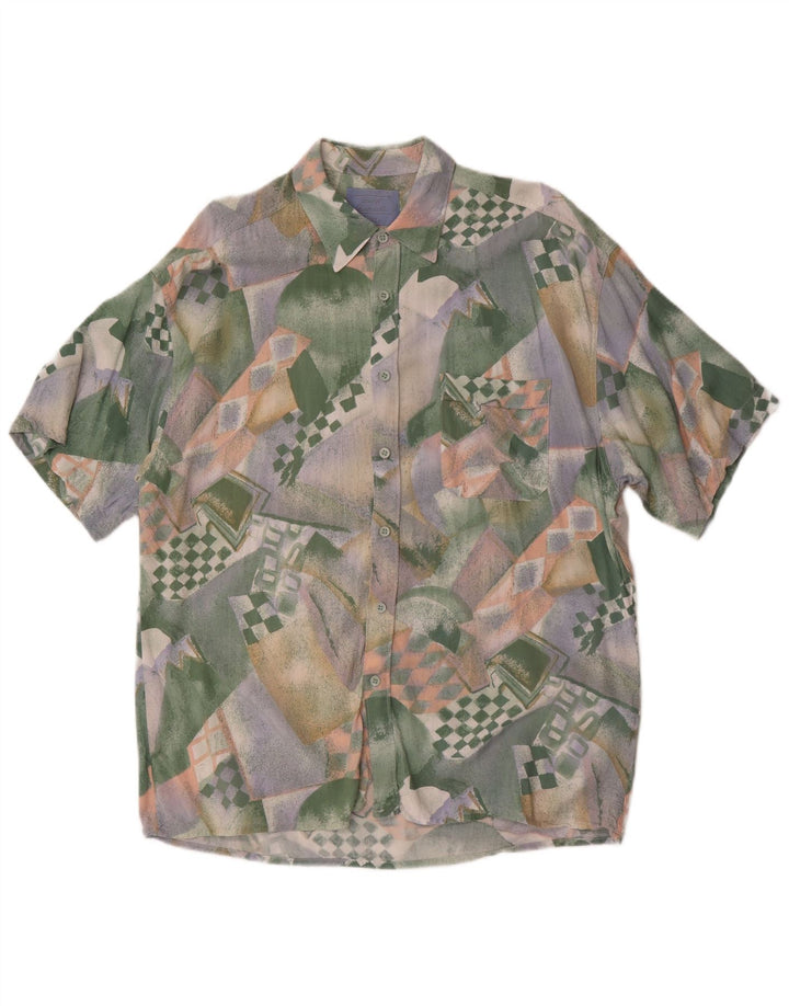 Vintage hombres patrón abstracto camisa tamaño 41/42 grande multicolor