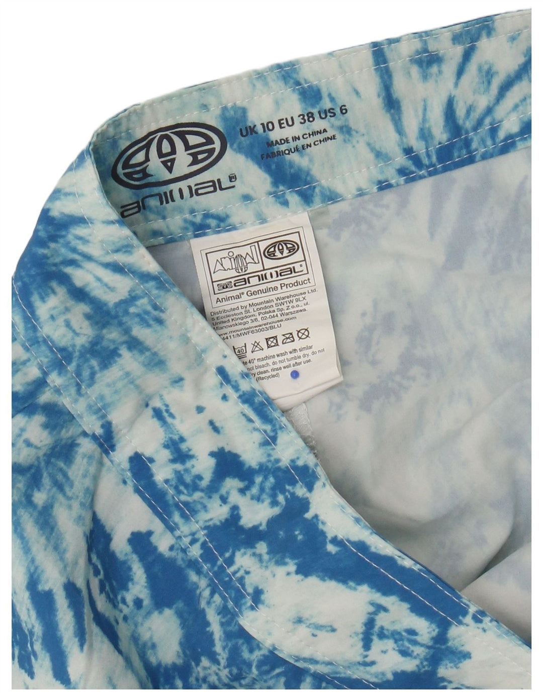Bañador para mujer Animal UK 40 Small Blue Tie Dye Poliéster