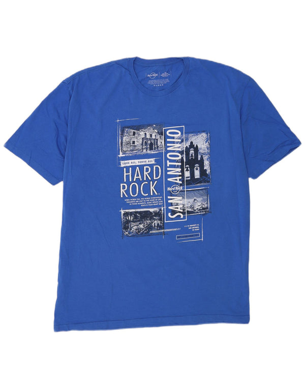 Hard Rock Cafe Camiseta gráfica San Antonio para hombre Top 2XL Algodón azul