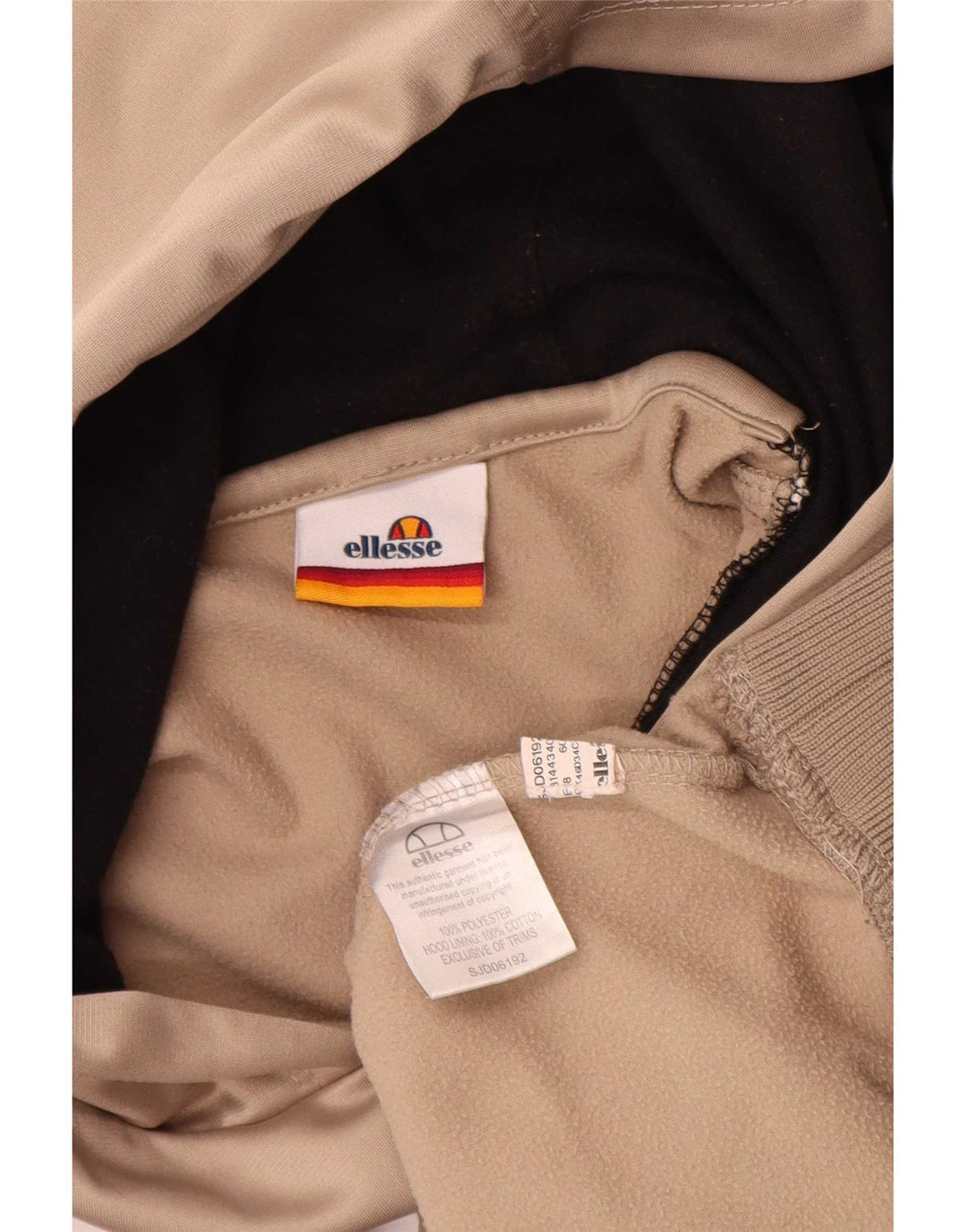 Ellesse Hombre Sudadera Con Capucha Gráfica Jersey Small Beige Colorblock Poliéster