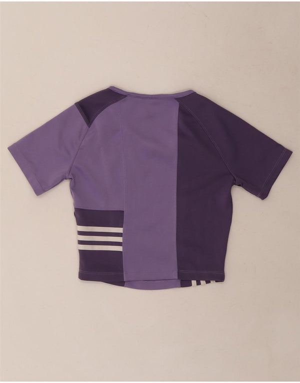 ADIDAS Camiseta corta para mujer UK 4/6 XS Púrpura Colorblock Poliéster