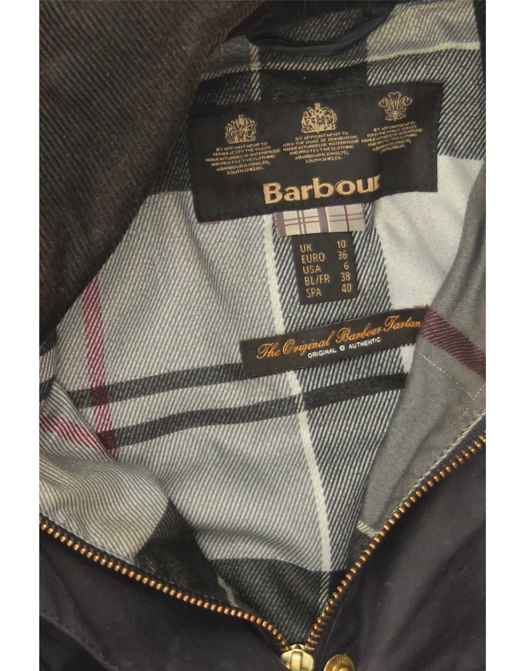 Barbour Chaqueta de algodón encerado para mujer Reino Unido 10 Pequeño Algodón azul marino