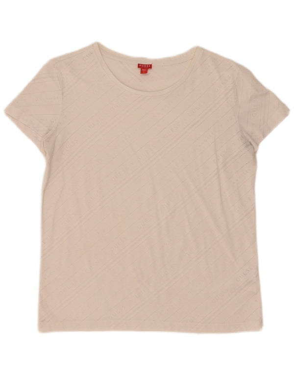 Guess Camiseta gráfica para mujer Top UK 10 Small Off White