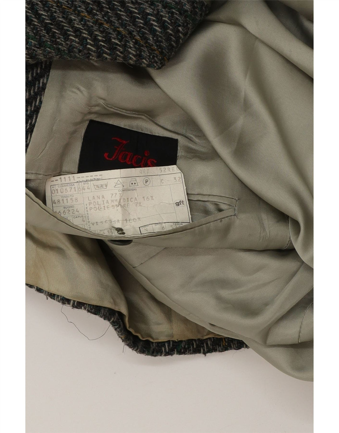 Facis Chaqueta tipo blazer de 2 botones para hombre IT 52 XL Lana de espiga gris