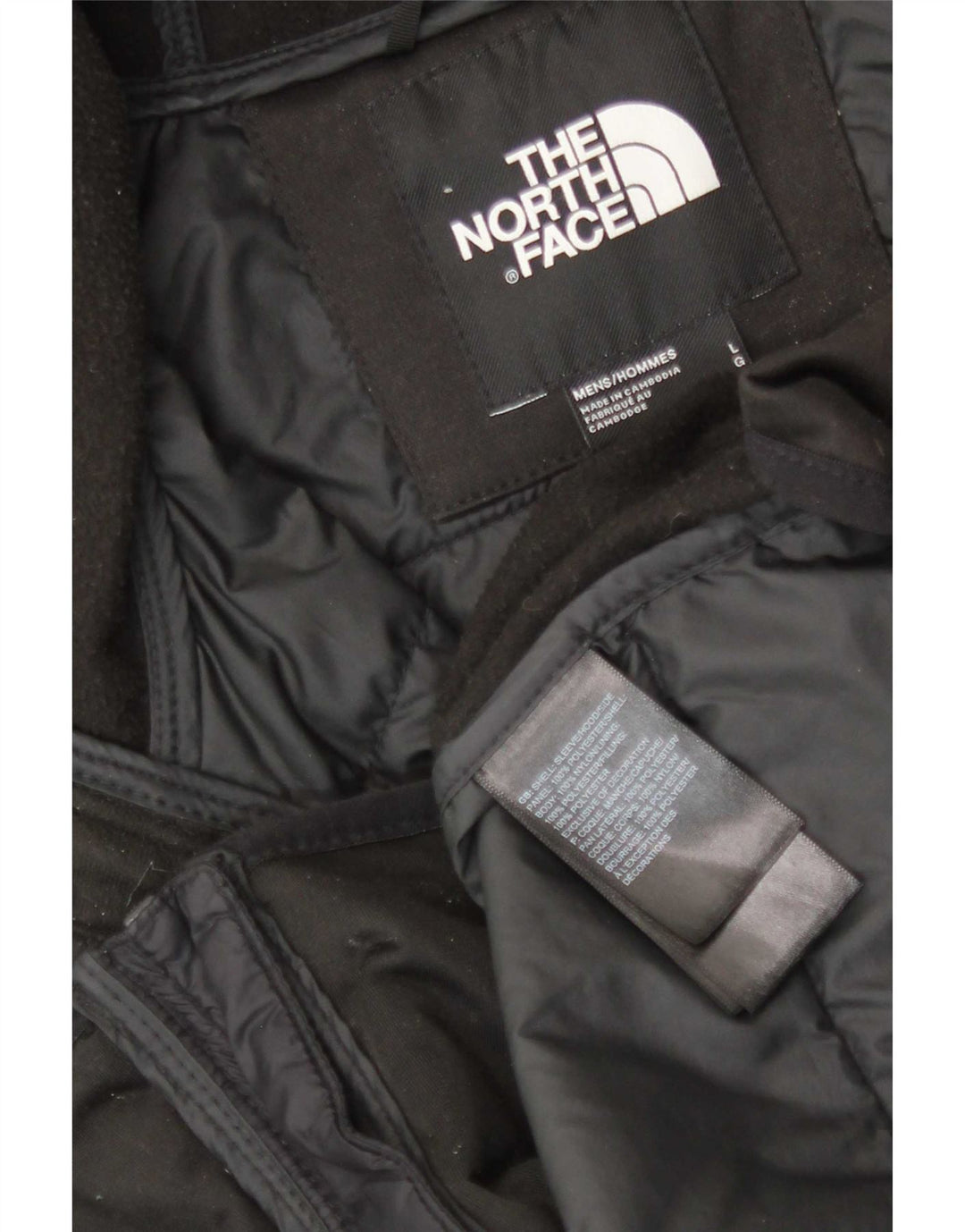 The North Face Chaqueta de chándal acolchada con capucha para hombre, talla grande, negra