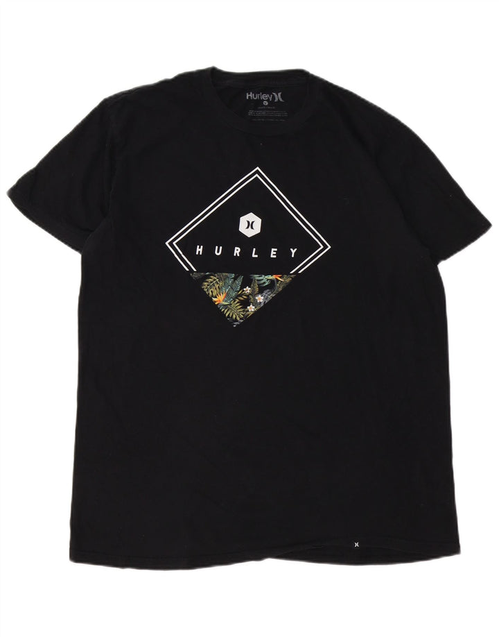 HURLEY Camiseta gráfica para hombre Top grande de algodón negro
