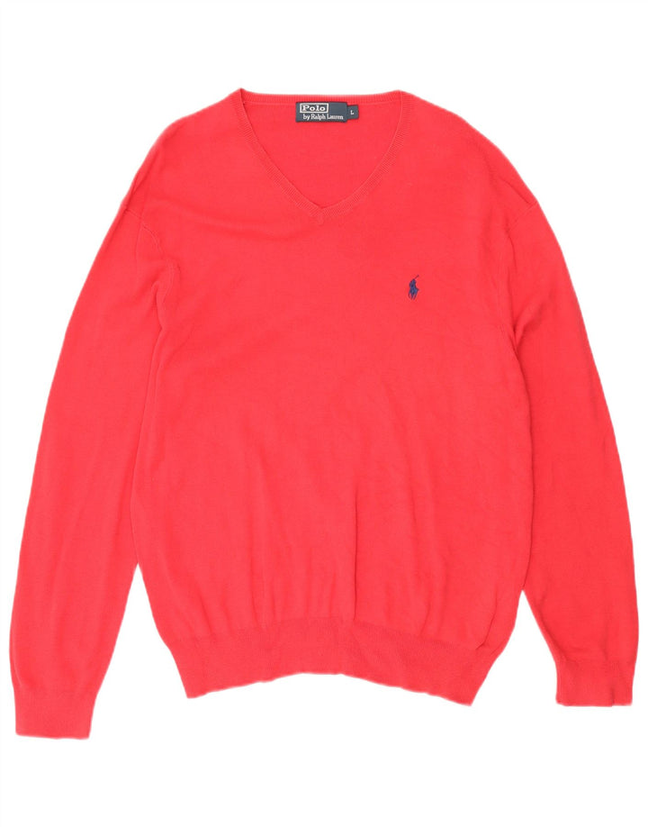 Polo Ralph Lauren - Jersey con cuello en V para hombre, talla grande, color rosa