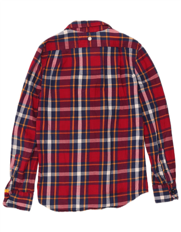 SUPERDRY Camisa de franela de corte clásico de algodón a cuadros rojos pequeños para hombre