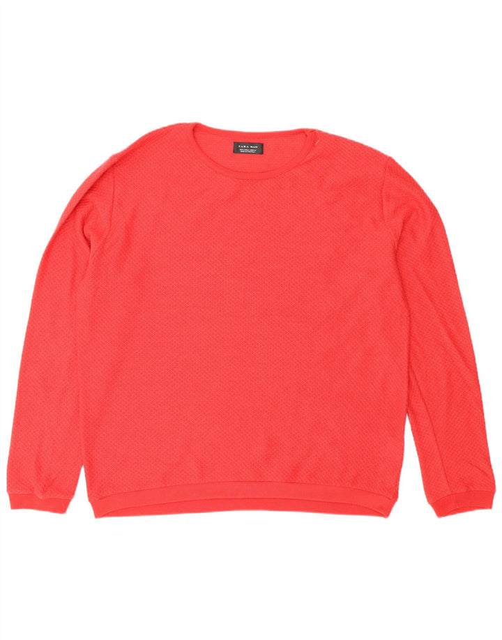 Zara Hombre Jersey Cuello Redondo Jersey Grande Poliéster Rojo