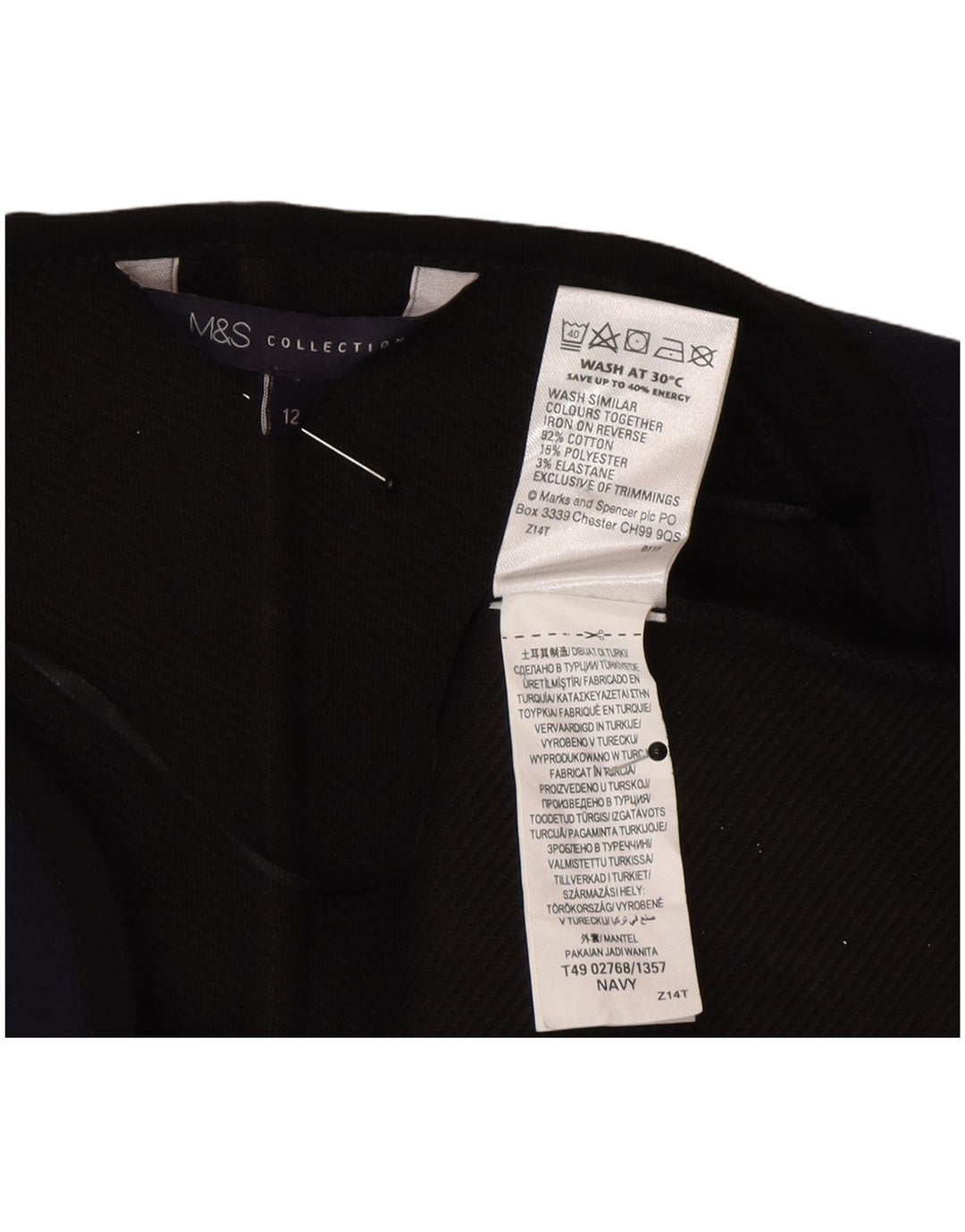Marks & Spencer Abrigo abierto para mujer Reino Unido 12 Algodón azul marino mediano