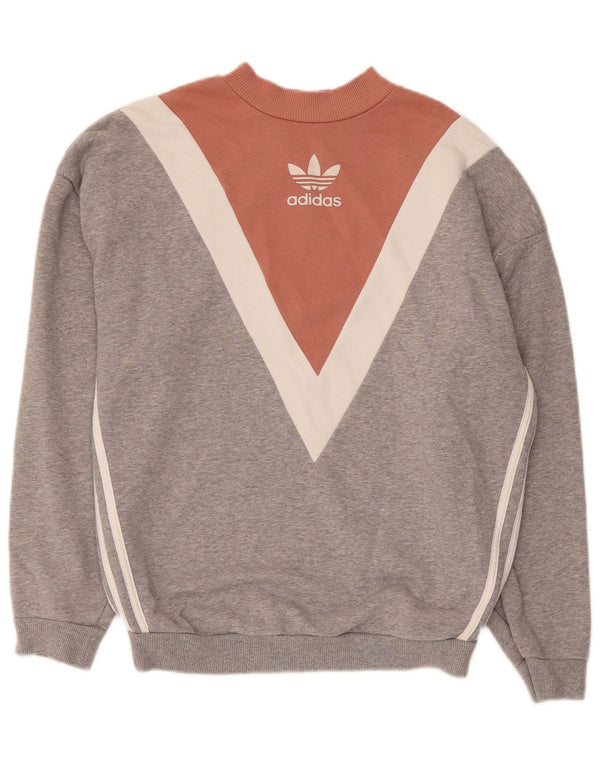 Adidas - Sudadera extragrande para mujer, talla 6, XS, color gris, algodón