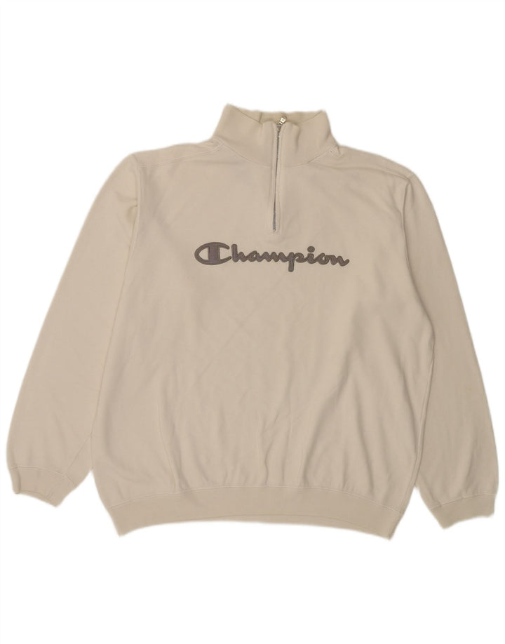 Champion Sudadera Con Cuello Y Cremallera Gráfica Para Hombre Jersey Grande De Algodón Blanco