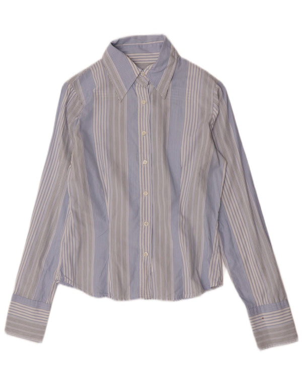 Sisley Camisa para mujer UK 10 Small Algodón a rayas azules
