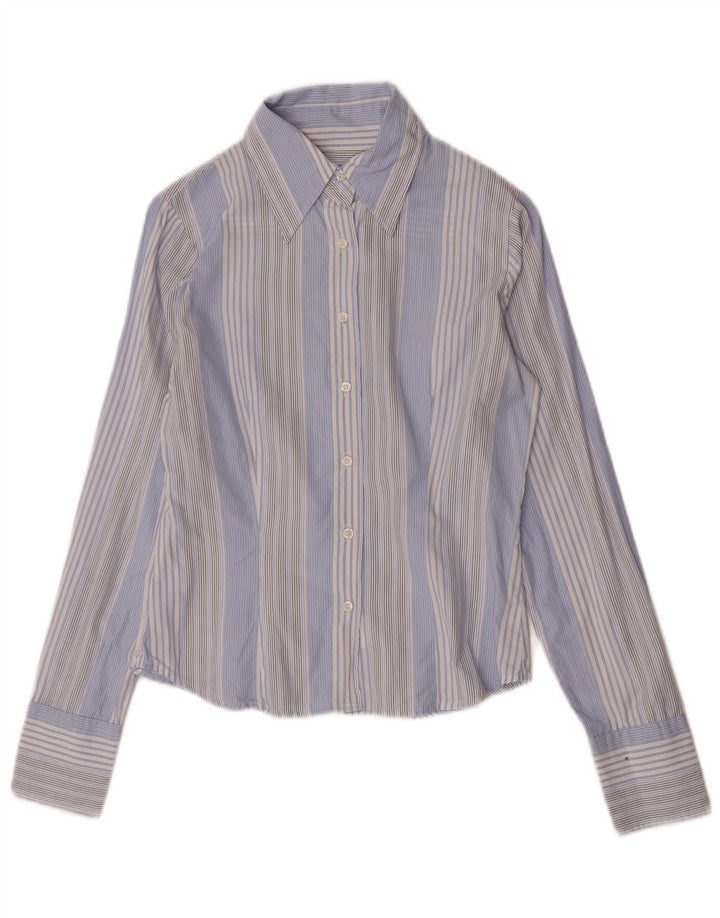 Sisley Camisa para mujer UK 10 Small Algodón a rayas azules