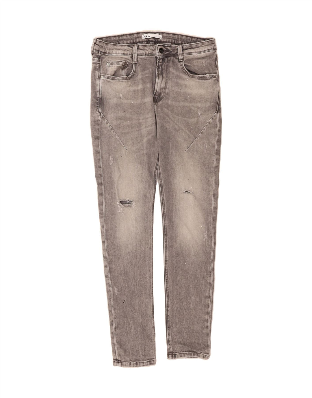 ZARA Mens Distressed Slim Jeans EU 42 Large W32 L30 Grey Cotton Vintage Zara and Second-Hand Zara from Messina Hembry 