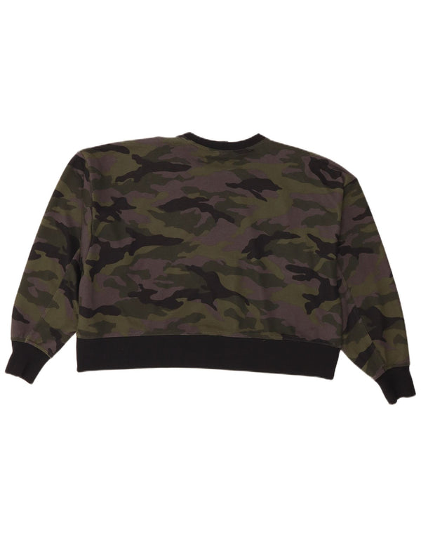 Nike Mujer Dri Fit Crop Sudadera Jumper UK 14 Medium Khaki Camuflaje