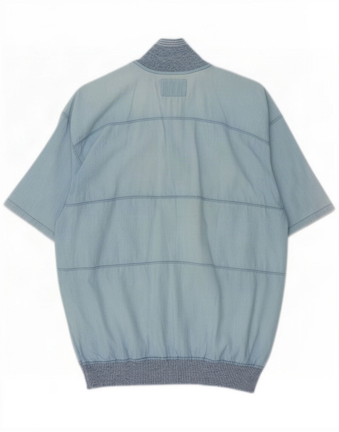 Malagrida Camisa tipo jersey de manga corta para hombre con bloques de color azul medio