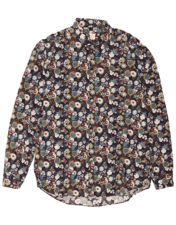 Camisa Vintage Hombre Talla 43 XL Algodón Floral Multicolor