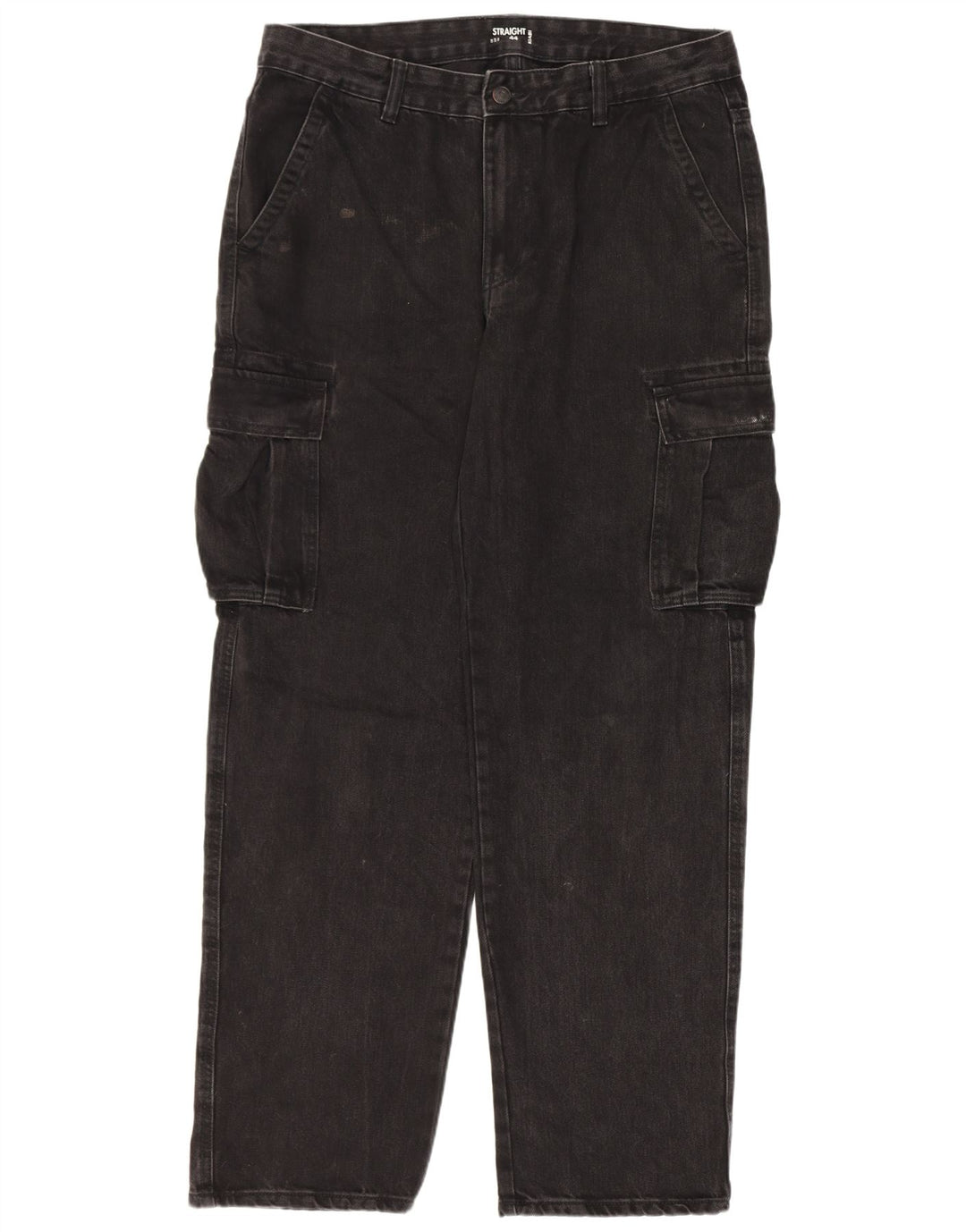 Kiabi Jeans rectos cargo para hombre IT 50 Large W34 L31 Negro