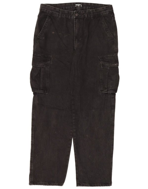 Kiabi Jeans rectos cargo para hombre IT 50 Large W34 L31 Negro