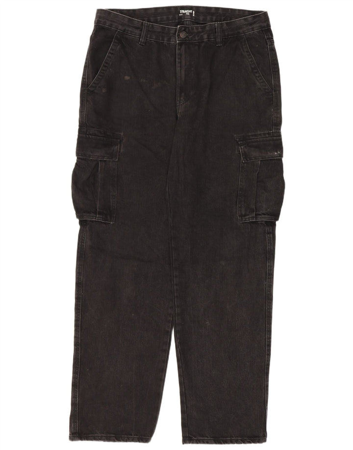 Kiabi Jeans rectos cargo para hombre IT 50 Large W34 L31 Negro