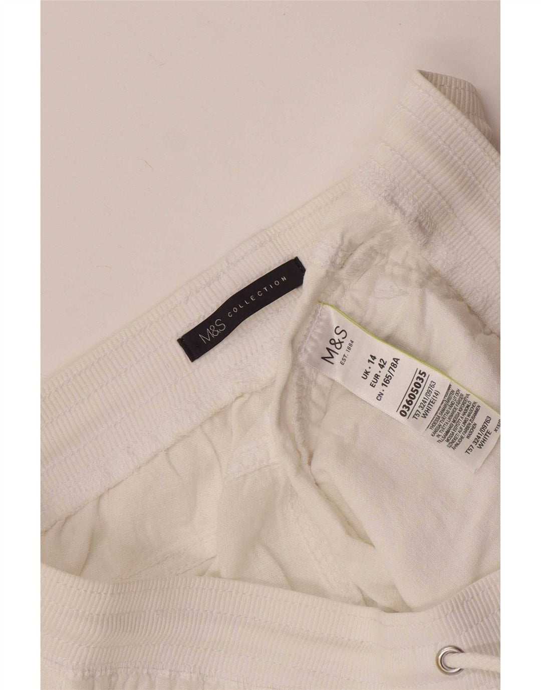 Marks & Spencer Pantalones cortos para mujer UK 40 Large W32 Lino blanco