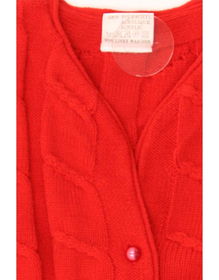 Vintage mujer Cardigan suéter Reino Unido 14/16 medio rojo poliacrílico