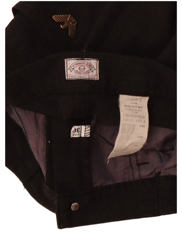 ARMANI Pantalón Casual Recto De Talle Alto W30 L32 Poliéster Negro Mujer