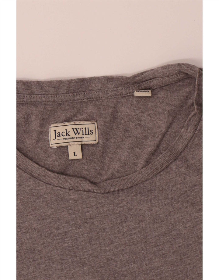 Jack Wills Camiseta gráfica para hombre Top grande de algodón gris