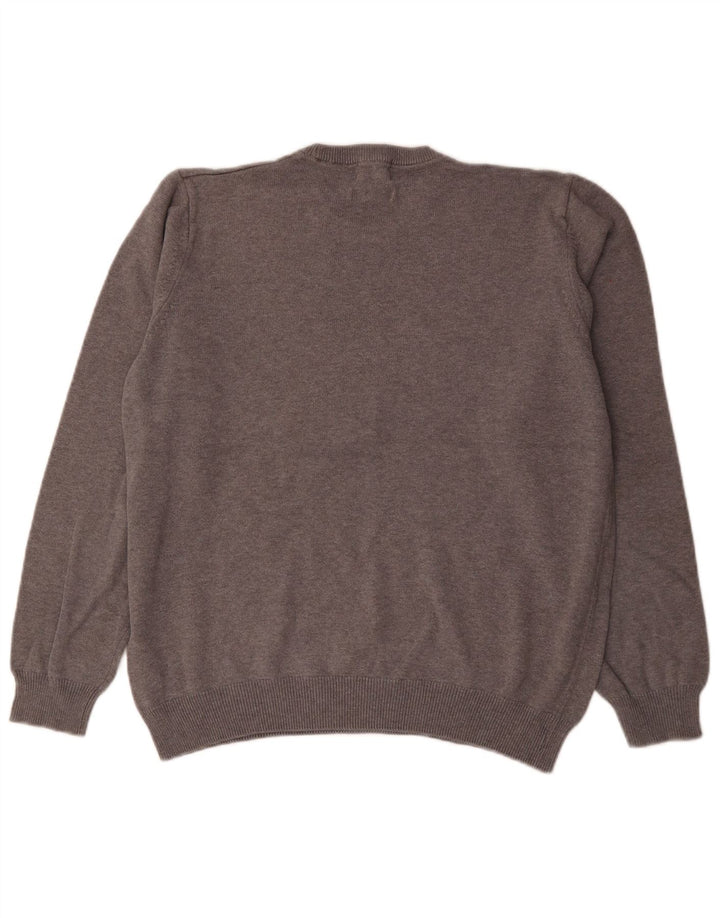 Marks & Spencer - Jersey de cuello redondo para hombre, talla grande, algodón gris