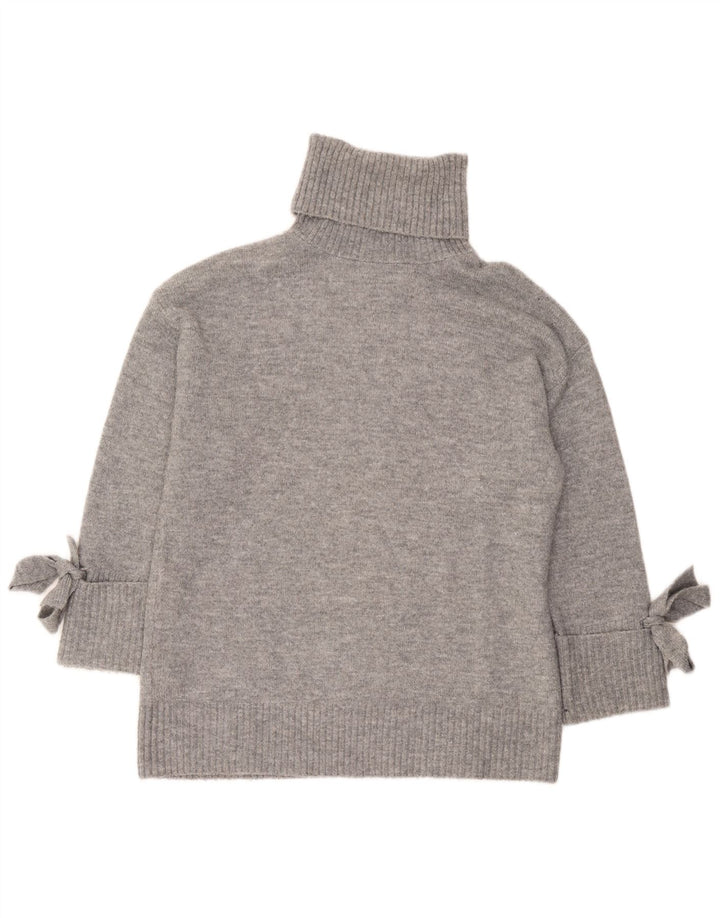 Zara Mujer Jersey De Cuello Alto De Gran Tamaño UK 10 Pequeño Gris Moteado