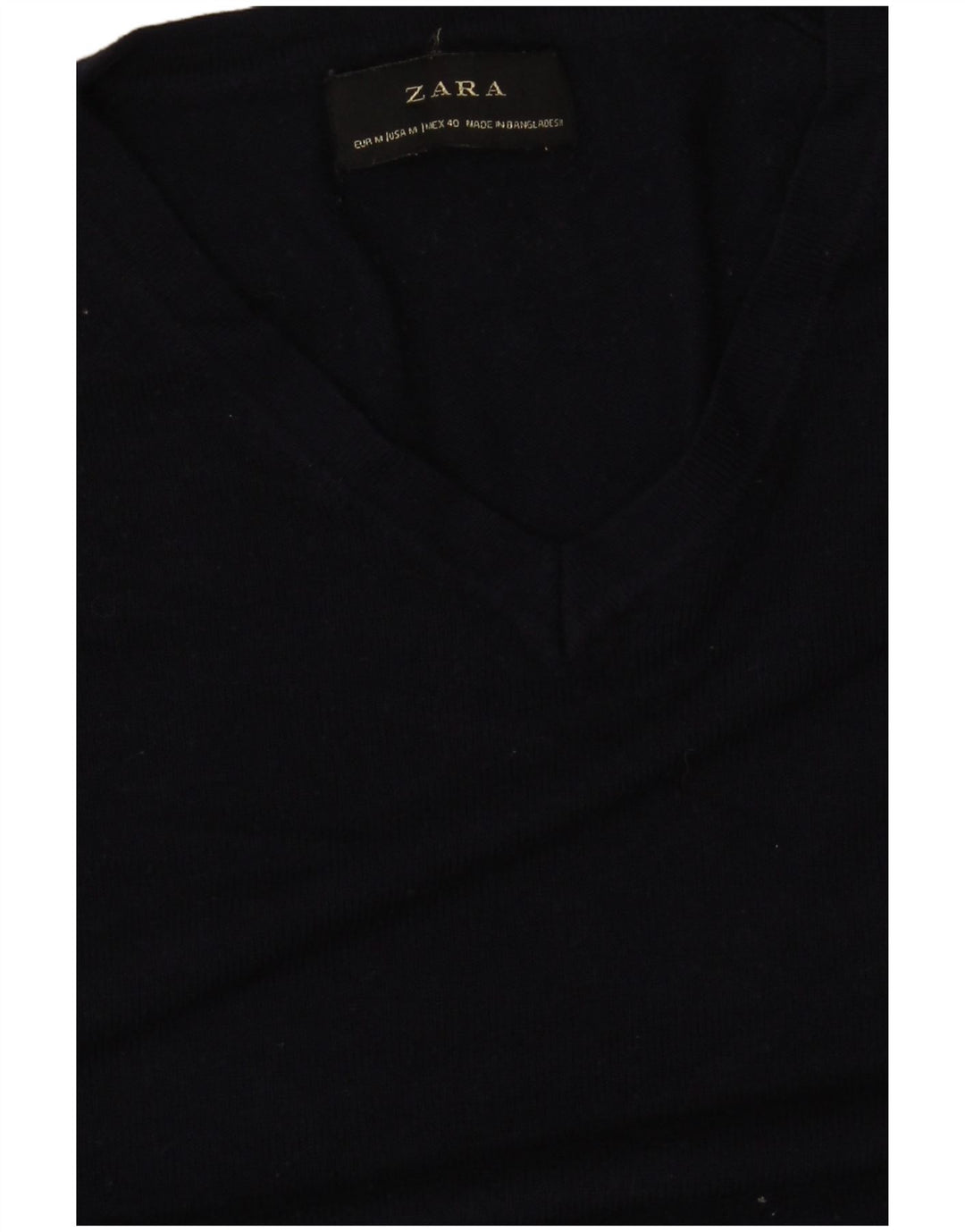 Zara - Jersey con cuello en V para mujer, talla 40, talla mediana, azul marino