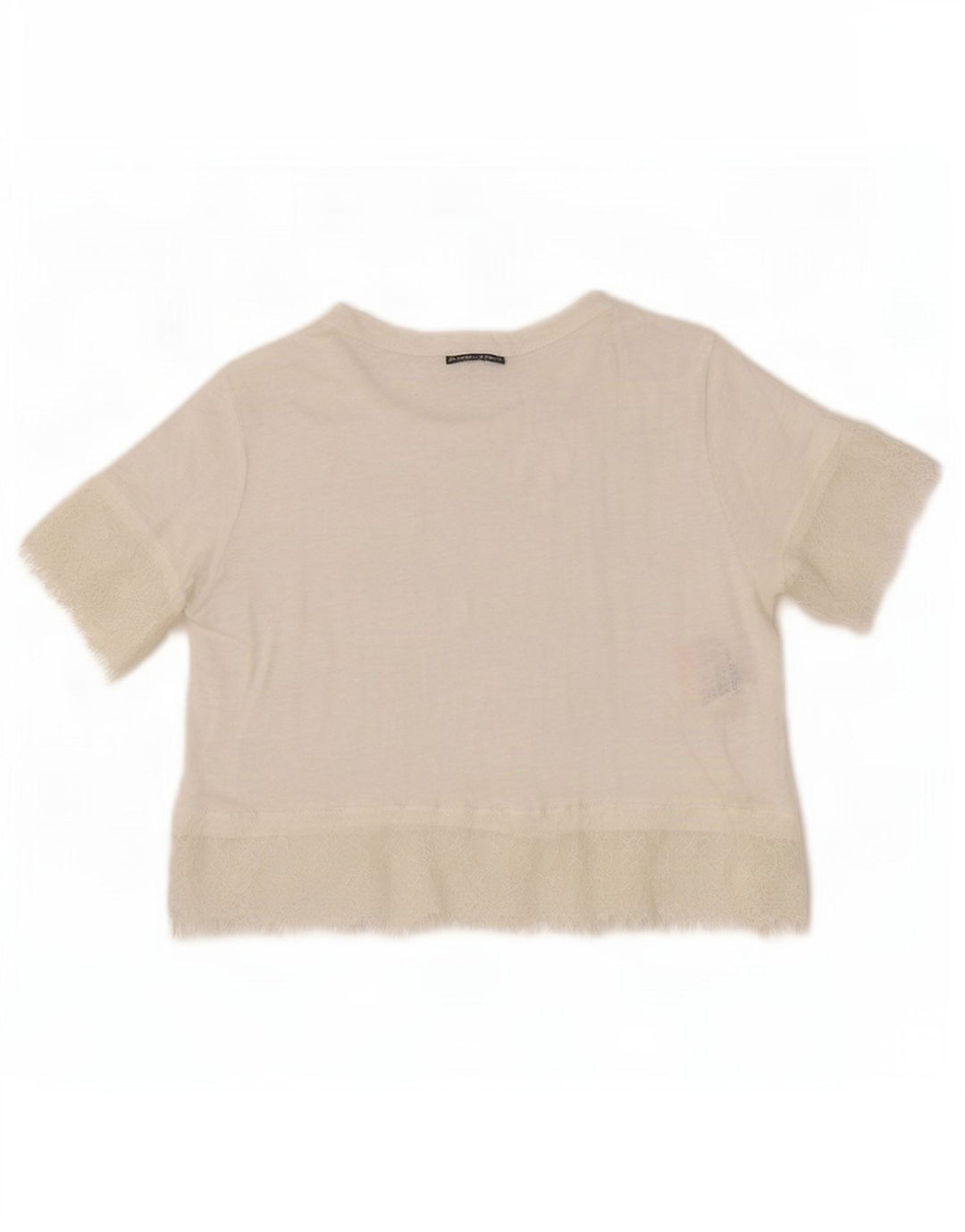 Zara Mujer Crop Blusa Top UK 40 Medium White Linen