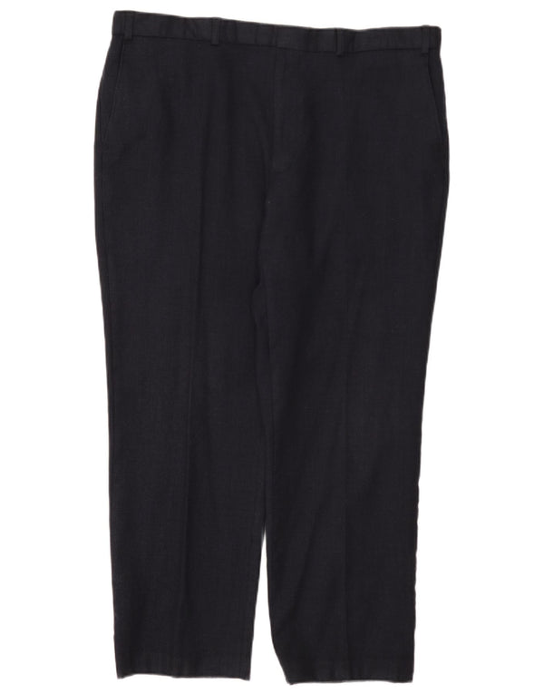 Marks & Spencer Pantalón de traje recto para hombre W40 L29 Lana azul marino