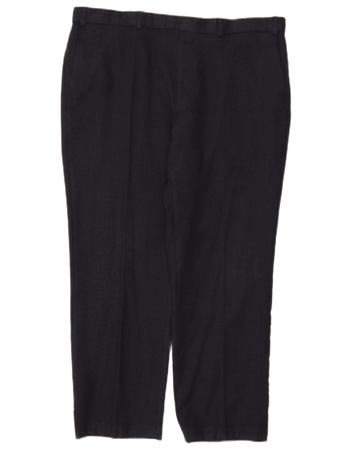 Marks & Spencer Pantalón de traje recto para hombre W40 L29 Lana azul marino