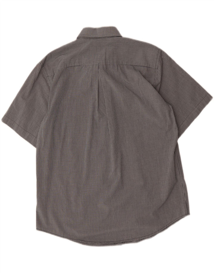 DOCKERS Mens Short Sleeve Shirt Size 16 1/2 Large Grey Check Cotton Vintage Dockers and Second-Hand Dockers from Messina Hembry 