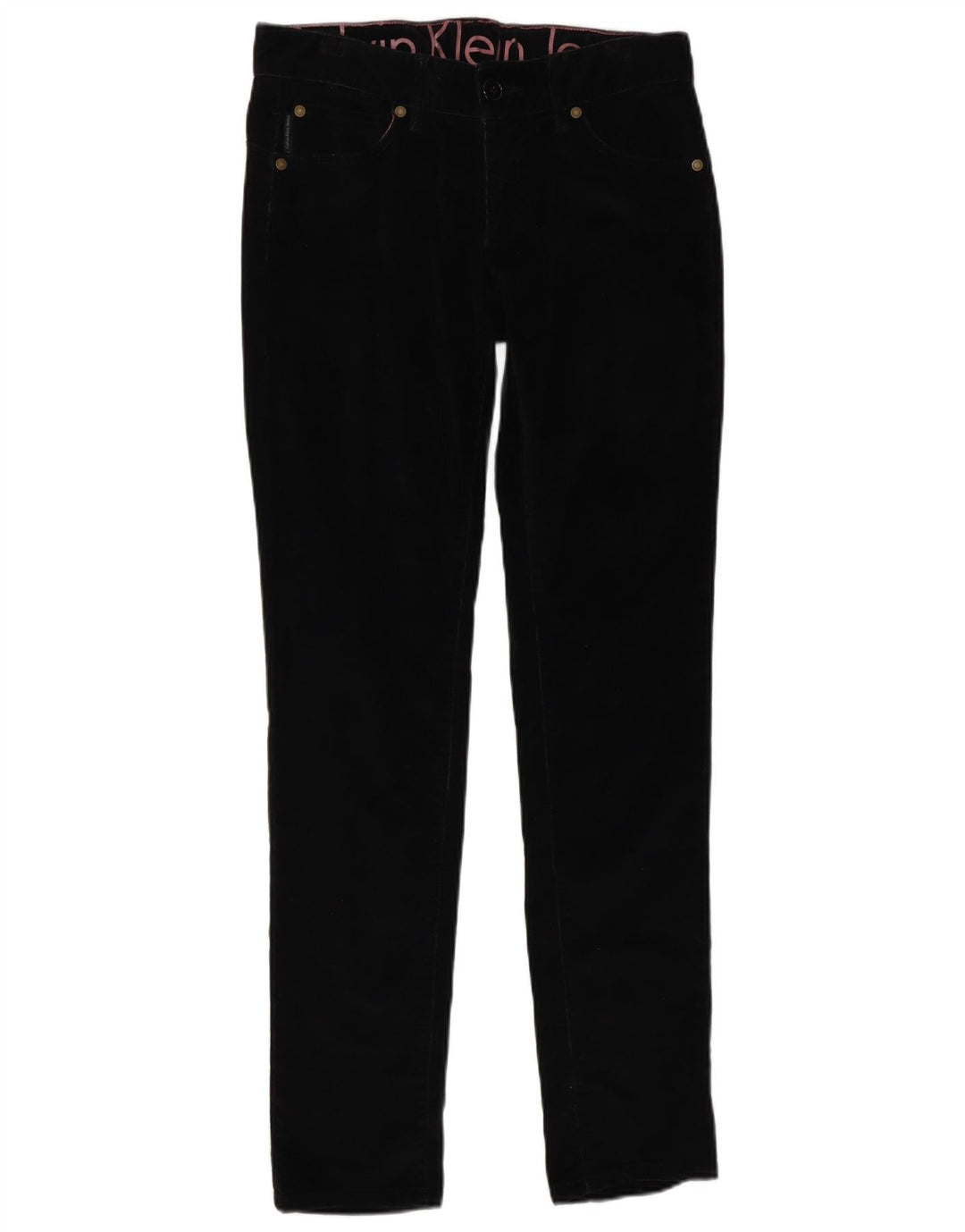 CALVIN KLEIN Pantalones pitillo de pana para mujer W27 L32 Algodón negro