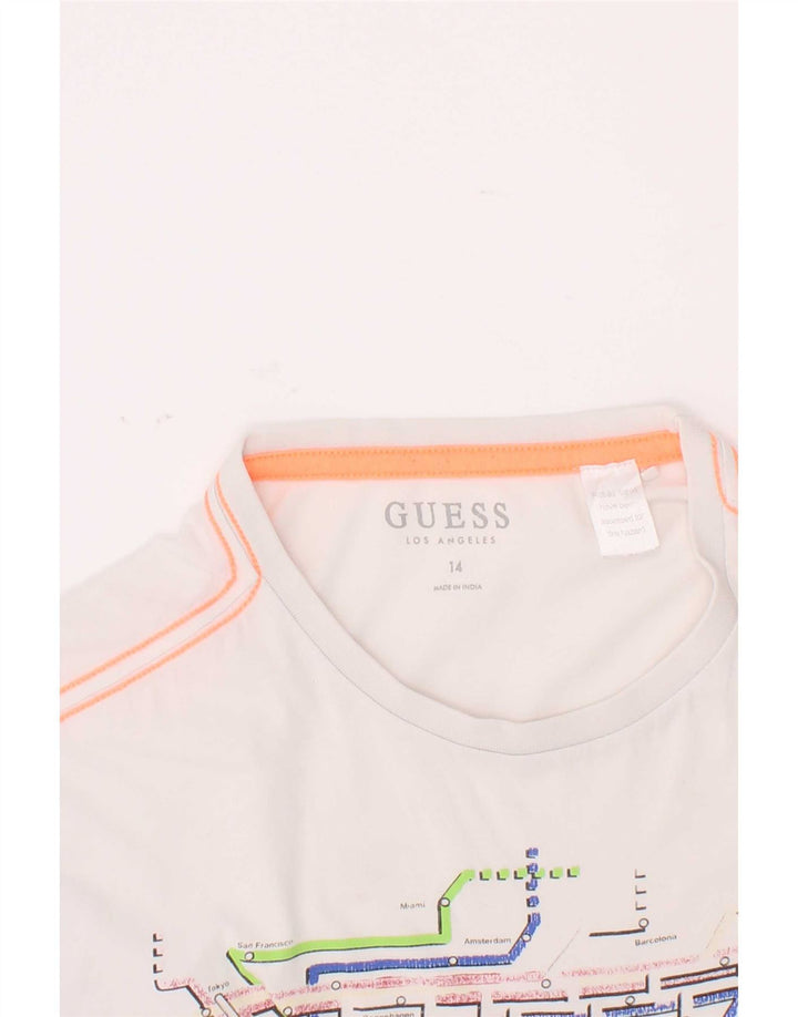 Guess Camiseta gráfica para niño 13-14 años Blanco