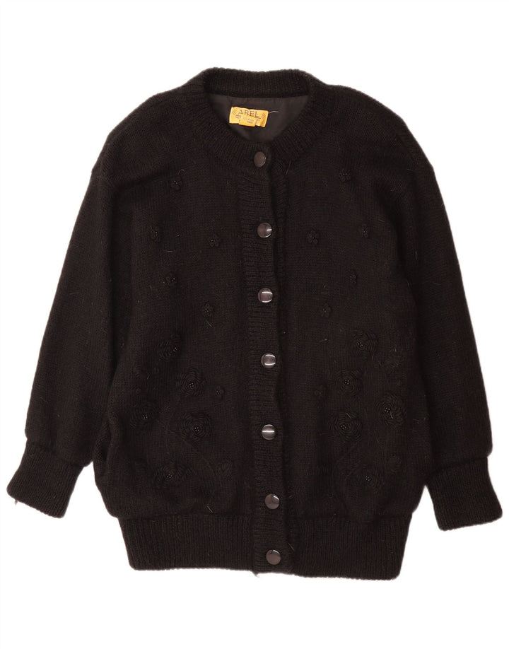 ABEL Cárdigan para mujer, talla única, lana floral negra
