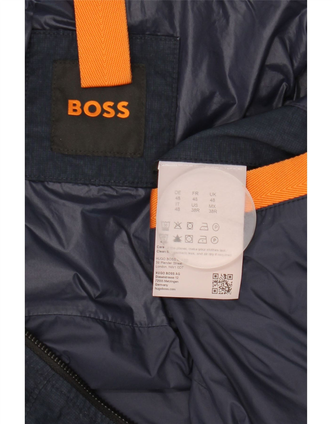 Hugo Boss Hombre Chaqueta Bomber Con Capucha EU 48 Mediano Azul Marino Poliamida