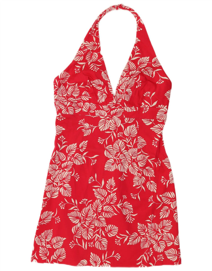 WAREHOUSE Vestido halter para mujer UK 46 Algodón floral rojo grande