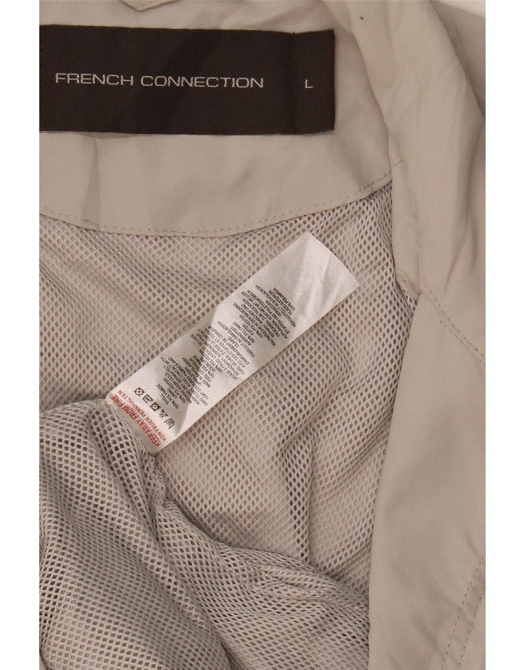 French Connection Chaqueta utilitaria para hombre UK 40 Large Beige Poliamida
