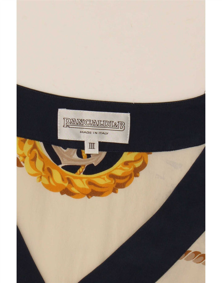 Pancaldi & B Blusa gráfica para mujer Top UK 12 Medium Off White