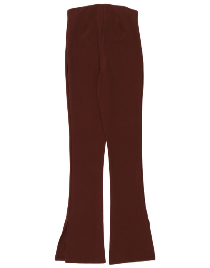 Zara Mujer Pantalón Casual Acampanado Mediano W28 L32 Marrón Poliéster