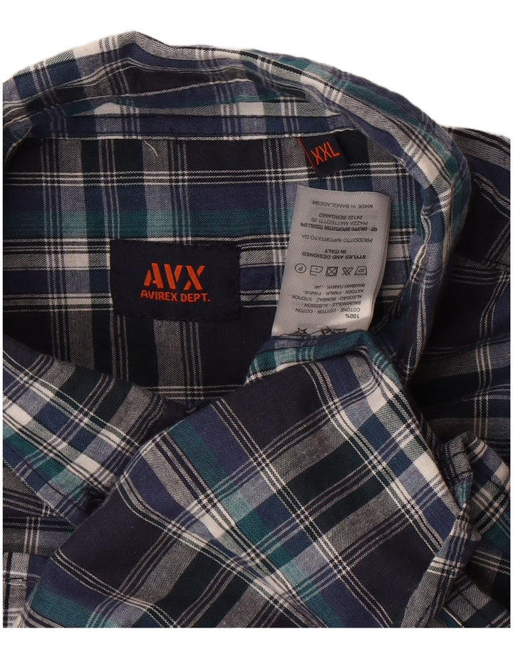 Avirex Camisa de manga corta para hombre 2XL Azul marino Cuadros Algodón